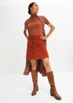 Jupe Velours Côtelé Avec Patte De Boutonnage -Venus Mode Winkel 23142272 SKDKPwAP