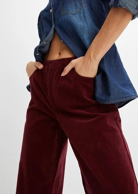 Pantalon Large En Velours Côtelé Avec Taille Haute élastiquée 7 Pantalon Large En Velours Côtelé Avec Taille Haute élastiquée - Afbeelding 5