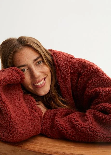 Veste En Polaire Peluche Coupe Trapèze Avec Fentes Latérales 7 Veste En Polaire Peluche Coupe Trapèze Avec Fentes Latérales - Afbeelding 5