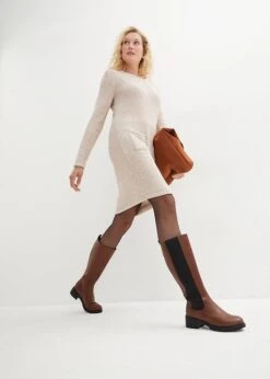 Robe En Maille Polaire Douillette Avec Poches, Longueur Genou -Venus Mode Winkel 23152001 1mX9Z8Fg