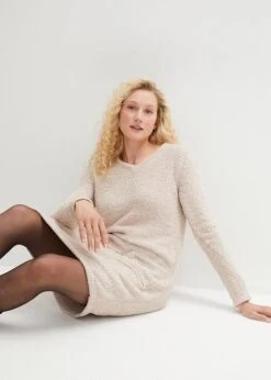 Robe En Maille Polaire Douillette Avec Poches, Longueur Genou -Venus Mode Winkel 23152007 o1PpVsqz