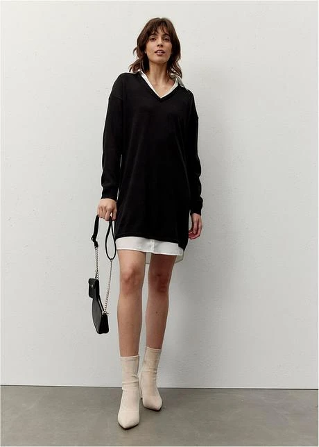 Robe En Maille à Empiècement Chemisier 9 Robe En Maille à Empiècement Chemisier - Afbeelding 7