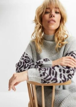 Rainbow Robe En Maille Oversized Avec Motif Léopard -Venus Mode Winkel 23155328 nElUw5my