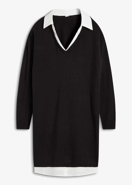 Robe En Maille à Empiècement Chemisier 3 Robe En Maille à Empiècement Chemisier