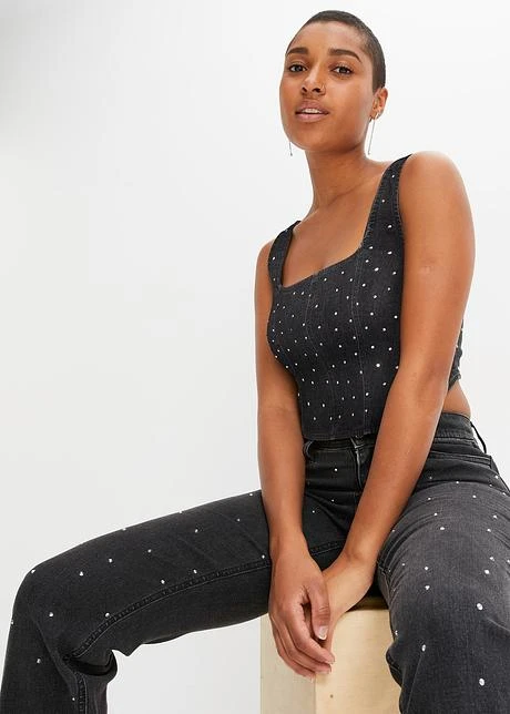 Rainbow Top En Jean Avec Rivets 4 Rainbow Top En Jean Avec Rivets - Afbeelding 2