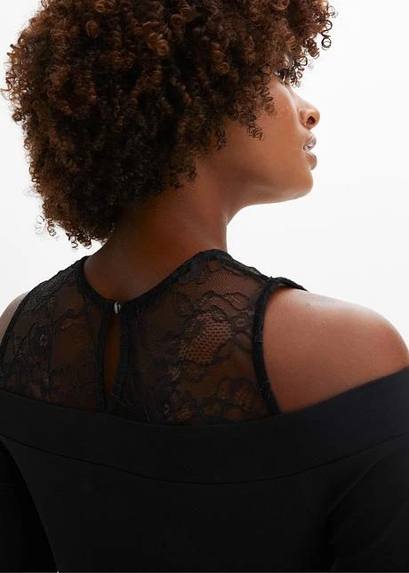 T-shirt Manches Longues épaules Dénudées Avec Empiècement Dentelle 7 T-shirt Manches Longues épaules Dénudées Avec Empiècement Dentelle - Afbeelding 5