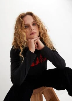 T-shirt Coton à Manches Longues Avec Motif Noël -Venus Mode Winkel 23172201 40gqc9wo