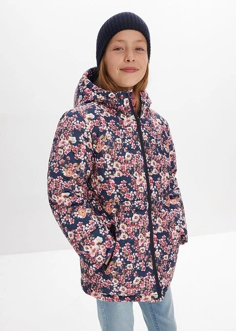Veste D'hiver Fille Avec Imprimé Floral, étanche Et Coupe-vent 4 Veste D'hiver Fille Avec Imprimé Floral, étanche Et Coupe-vent - Afbeelding 2