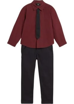 Pantalon Extensible Garçon Avec Chemise Manches Longues Et Cravate (ens. 3 Pces)