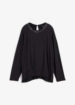 T-shirt Manches Chauve-souris à Détail Chaîne