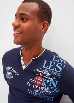 T-shirt Col Henley à Imprimé, Manches Longues -Venus Mode Winkel 23193041 sCgapBpK