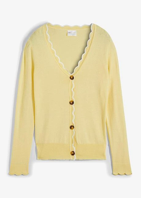 Gilet En Maille à Bordure Ondulée Contrastée 3 Gilet En Maille à Bordure Ondulée Contrastée