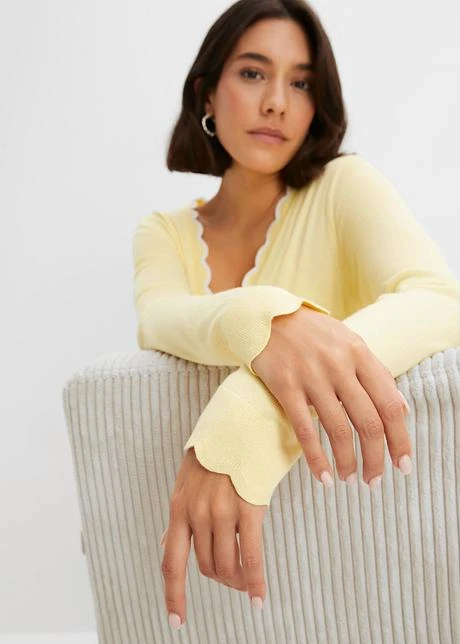 Gilet En Maille à Bordure Ondulée Contrastée 8 Gilet En Maille à Bordure Ondulée Contrastée - Afbeelding 6