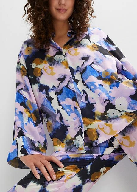 Pyjama Oversize Tissé En Satin Mat Avec Boutons 6 Pyjama Oversize Tissé En Satin Mat Avec Boutons - Afbeelding 4