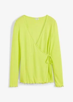 Top Cache-cœur Côtelé à Manches Longues