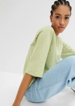 T-shirt Rayé à Manches Raglan, Col Ras De Cou -Venus Mode Winkel 23207995 zNT0JFr4