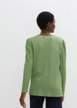 T-shirt Manches Longues En Jersey Structuré Avec Manches Légèrement Bouffantes -Venus Mode Winkel 23208236 99vmGQqk