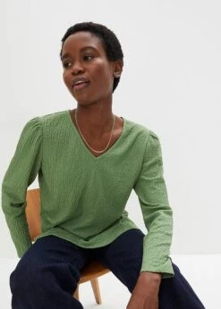 T-shirt Manches Longues En Jersey Structuré Avec Manches Légèrement Bouffantes -Venus Mode Winkel 23208241 8wmwvR2q