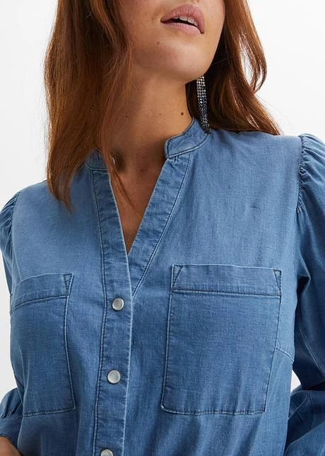 Robe En Jean à Manches Bouffantes 8 Robe En Jean à Manches Bouffantes - Afbeelding 6