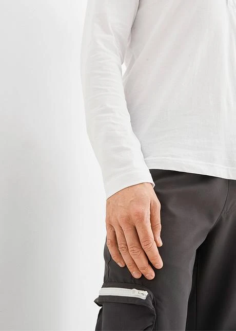 Rainbow T-shirt Col Henley Manches Longues En Coton, Slim Fit 7 Rainbow T-shirt Col Henley Manches Longues En Coton, Slim Fit - Afbeelding 5