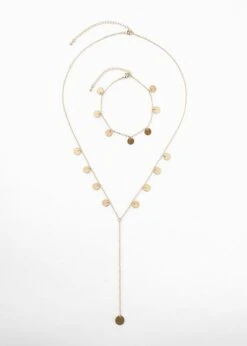 Collier Et Bracelet Dorés (ens. 2 Bijoux)