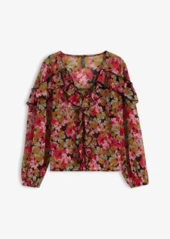 Rainbow Blouse En Chiffon Avec Ruchés