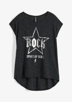 Rainbow T-shirt Long à Imprimé Argenté