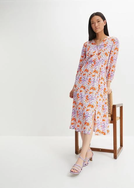 Rainbow Robe Midi Fendue Sur Le Devant En Viscose Texturée 4 Rainbow Robe Midi Fendue Sur Le Devant En Viscose Texturée - Afbeelding 2