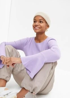 Rainbow T-shirt Côtelé à Manches Trompette En Coton -Venus Mode Winkel 23225452 cjJf8RXi