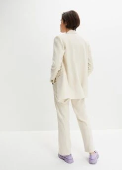 Blazer Ample En Lin Majoritaire, Coupe Carrée Et Boutons Sur Les Manches -Venus Mode Winkel 23226100 Uflq58gW