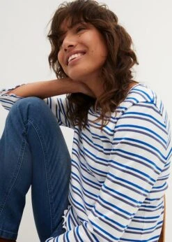 T-shirt Côtelé à Bord Ondulé, Manches 3/4 -Venus Mode Winkel 23226817 aot0Zr4U