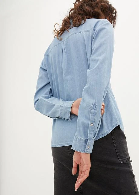 Blouse En Jean Oversize Avec Broderie 8 Blouse En Jean Oversize Avec Broderie - Afbeelding 6