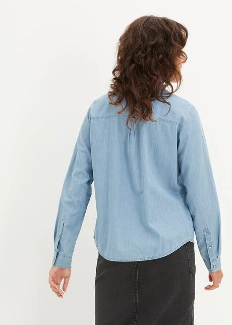 Blouse En Jean Oversize Avec Broderie 5 Blouse En Jean Oversize Avec Broderie - Afbeelding 3
