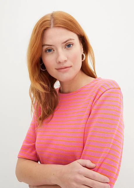 T-shirt Rayé à Demi-manches En Jersey Texturé 8 T-shirt Rayé à Demi-manches En Jersey Texturé - Afbeelding 6