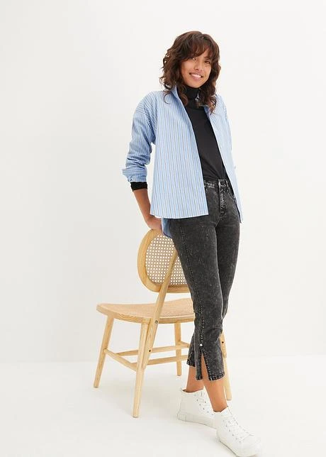 Jean Straight, Taille Moyenne, Cropped, Extensible 6 Jean Straight, Taille Moyenne, Cropped, Extensible - Afbeelding 4