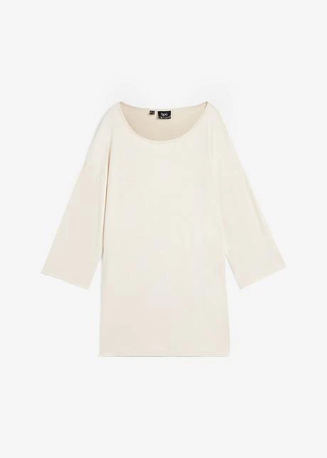 T-shirt En Viscose, Col Bateau, Manches 7/8 Et Longue Fente Sur Le Côté 3 T-shirt En Viscose, Col Bateau, Manches 7/8 Et Longue Fente Sur Le Côté