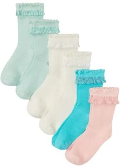 Chaussettes Mi-hautes Avec Bord Volanté En Coton Majoritaire (6 Paires)