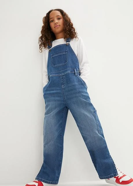 Salopette En Jean Fille, Wide Leg 4 Salopette En Jean Fille, Wide Leg - Afbeelding 2