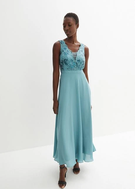 Robe En Crêpe Avec Sequins Brodées 4 Robe En Crêpe Avec Sequins Brodées - Afbeelding 2