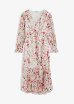 Robe Longue Imprimée à Volants En Polyester Recyclé