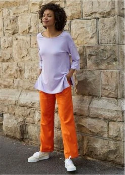 Pantalon En Lin Taille Haute Et Raccourci à Empiècement élastique -Venus Mode Winkel 24000395 V8WB8mD8