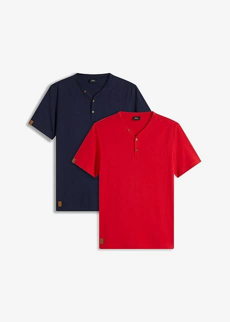 Lot De 2 T-shirts Coton Col Tunisien 3 Lot De 2 T-shirts Coton Col Tunisien