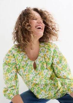 Longue Tunique En Coton Avec Encolure Smockée Et Manches Ballon -Venus Mode Winkel 24008607 oTNl2c2B