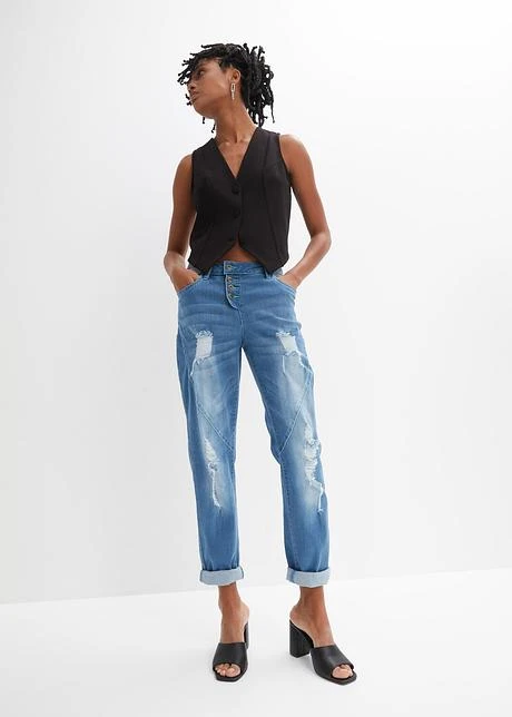 Rainbow Jean Boyfriend Destroyed Avec Polyester Recyclé 10 Rainbow Jean Boyfriend Destroyed Avec Polyester Recyclé - Afbeelding 8