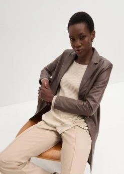 PREMIUM Long Blazer En Cuir D'agneau Nappa 17 PREMIUM Long Blazer En Cuir D'agneau Nappa -Venus Mode Winkel 24013113 gKqlE3NO