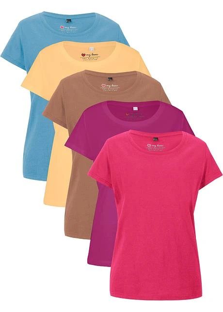 Lot De 5 Tee-shirts Col Rond, Manches Courtes 3 Lot De 5 Tee-shirts Col Rond, Manches Courtes
