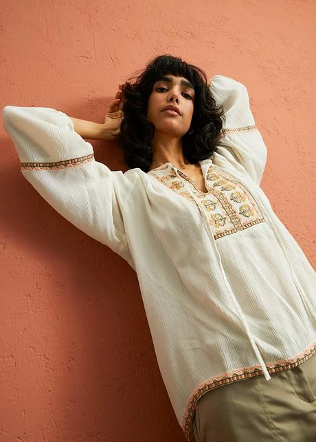 Rainbow Blouse En Viscose Texturée Avec Broderies 9 Rainbow Blouse En Viscose Texturée Avec Broderies - Afbeelding 7