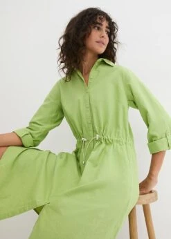 Robe-chemise Longueur Genou De Style Utilitaire En Lin Majoritaire Avec élastique à La Taille -Venus Mode Winkel 24027289 40YINaNp
