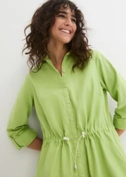 Robe-chemise Longueur Genou De Style Utilitaire En Lin Majoritaire Avec élastique à La Taille -Venus Mode Winkel 24027291 ZjKJ8UZb