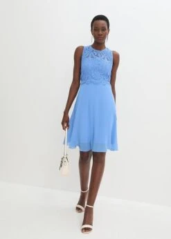 Robe En Crêpe Avec Empiècement En Dentelle -Venus Mode Winkel 24028534 QzRo1IPU